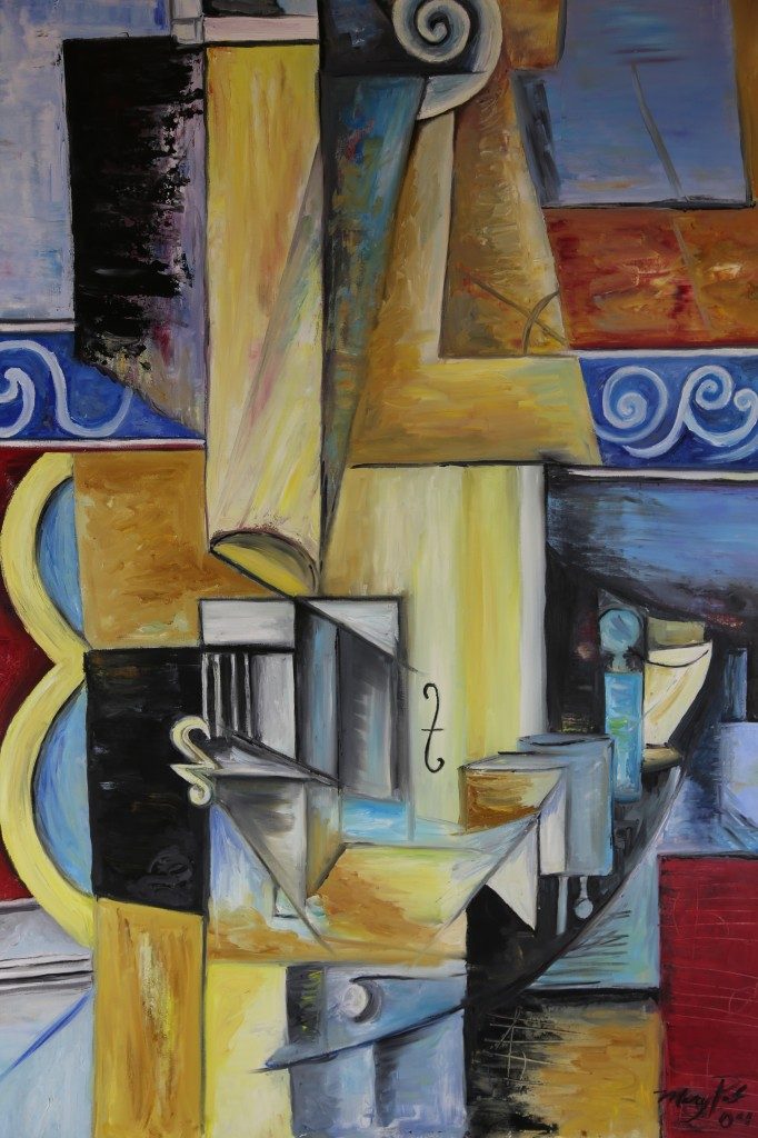Study of Picasso's Guitar & Violin by Mary Ellis LaGarde Oil on Canvas 48" X 36"
